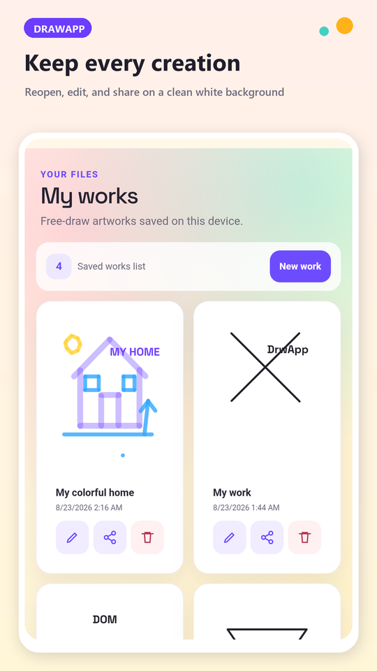 My works — reopen, edit and share.